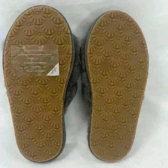 NEW UGG toddler kids fluff yeah gray back strap slipper toddler size 11 - Picture 6 of 9